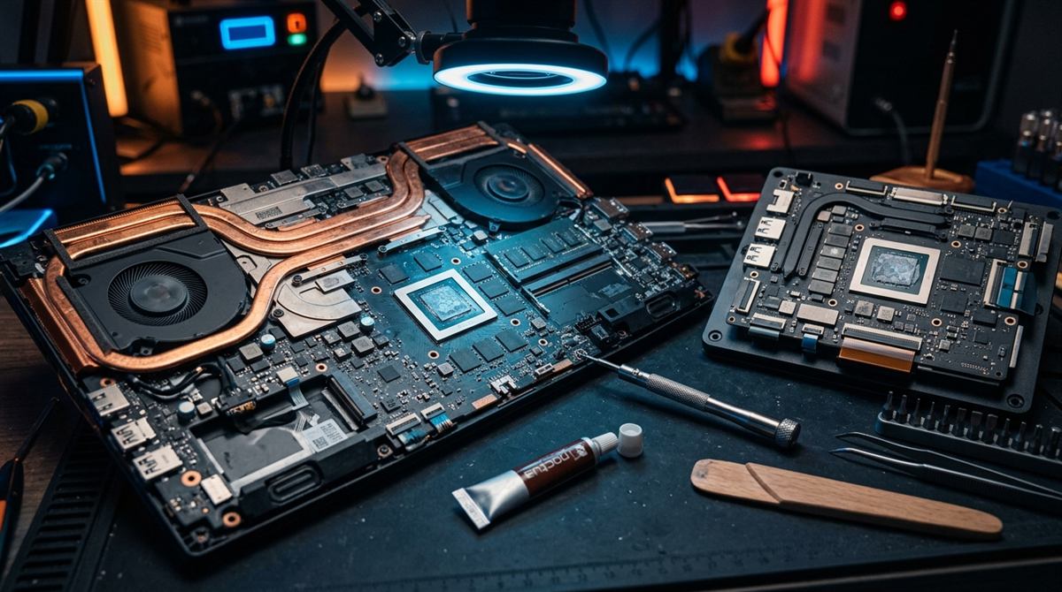 Notebook Anakart, BGA Çip ve Bakır Isı Bloğu Donanım Tamiri